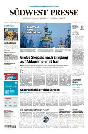 Cover of Sudwest Presse - Metzinger Uracher Volksblatt - Der Ermstalbote