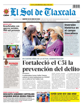 Cover of El Sol de Tlaxcala