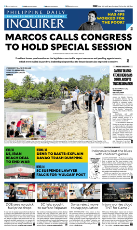 Cover of Philippine Daily Inquirer