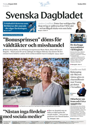 Cover of Svenska Dagbladet
