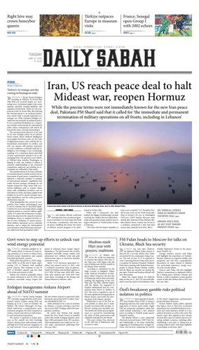 Cover of Daily Sabah (Turkey)