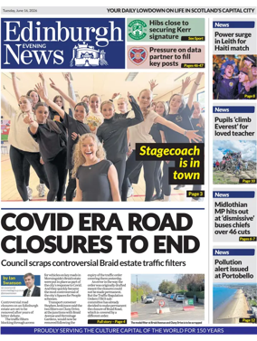 Cover of Edinburgh Evening News