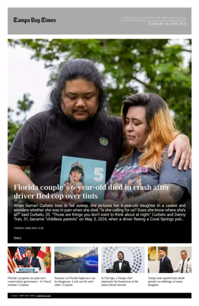Cover of Tampa Bay Times TFP