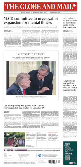 Cover of The Globe and Mail (Alberta Edition)