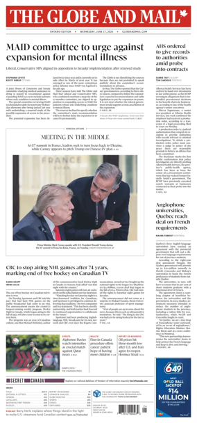 Cover of The Globe and Mail (Ontario Edition)