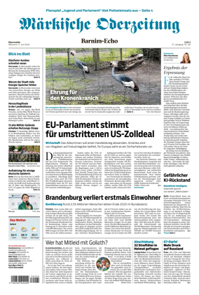 Cover of Markische Oderzeitung Eberswalde