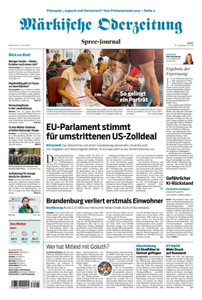Cover of Markische Oderzeitung Spree-Journal