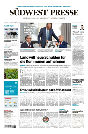 Cover of Sudwest Presse - Metzinger Uracher Volksblatt - Der Ermstalbote