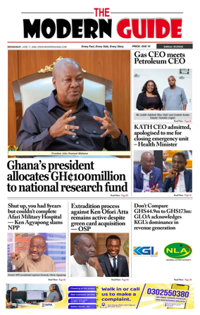 Cover of The Modern Guide Newspaper (Ghana)