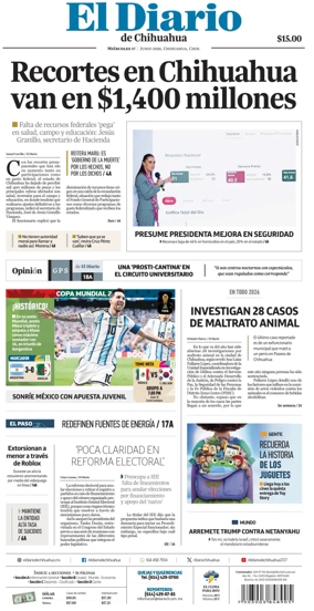 Cover of El Diario de Chihuahua