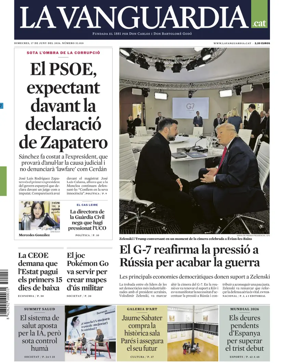 Cover of La Vanguardia (Catalonia - 1st edition)