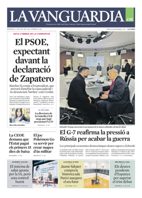 Cover of La Vanguardia (Catala)