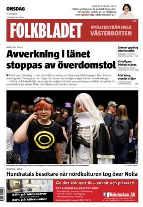 Cover of Folkbladet Vasterbotten