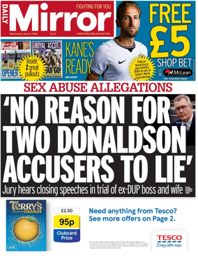 Cover of Daily Mirror (Northern Ireland)
