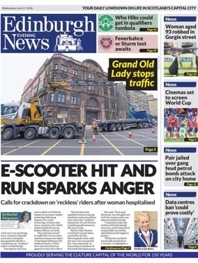 Cover of Edinburgh Evening News