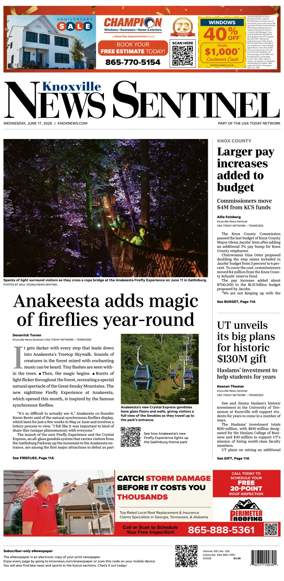 Cover of Knoxville News Sentinel