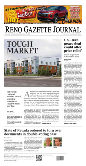 Cover of Reno Gazette Journal