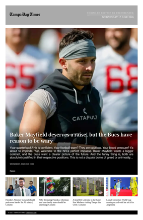 Cover of Tampa Bay Times TFP