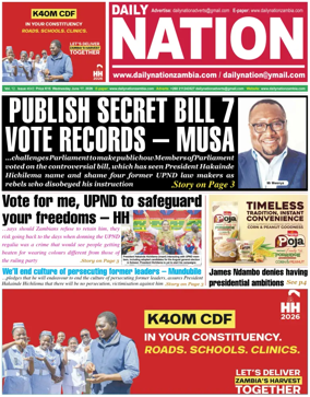 Cover of Daily Nation Newspaper