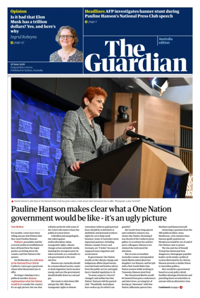 Cover of The Guardian Australia