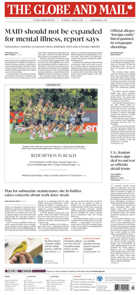 Cover of The Globe and Mail (Ottawa/Quebec Edition)