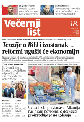 Cover of Vecernji list BiH