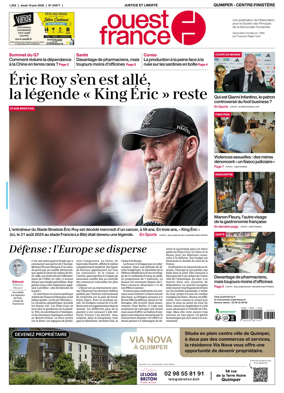 Cover of Ouest-France (Quimper Centre-Finistere)