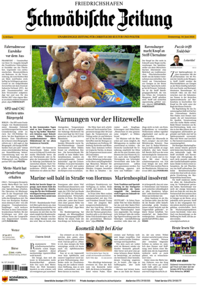 Cover of Schwabische Zeitung (Friedrichshafen)