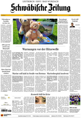 Cover of Schwabische Zeitung (Leutkirch / Isny / Bad Wurzach)