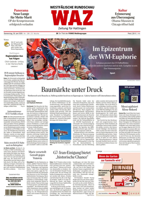 Cover of Westdeutsche Allgemeine Zeitung (Hattingen)