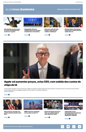 Cover of Euronews Business (Portuguese)