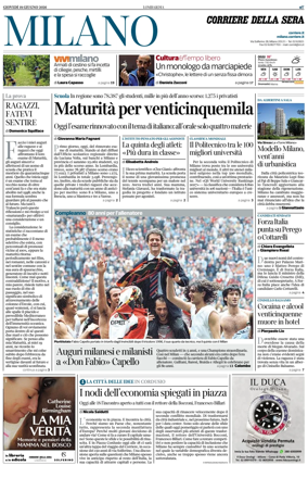 Cover of Corriere della Sera (Milano)
