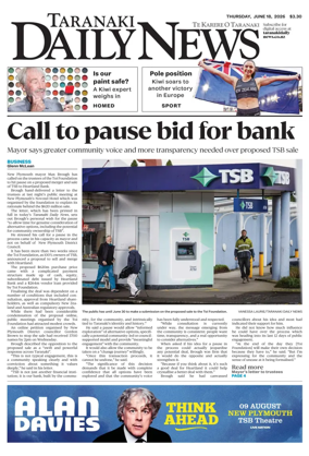 Cover of Taranaki Daily News