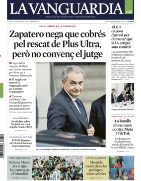 Cover of La Vanguardia (Catalonia - 1st edition)