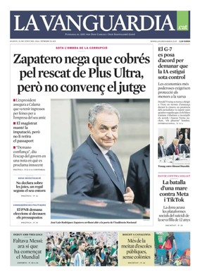 Cover of La Vanguardia (Catala)