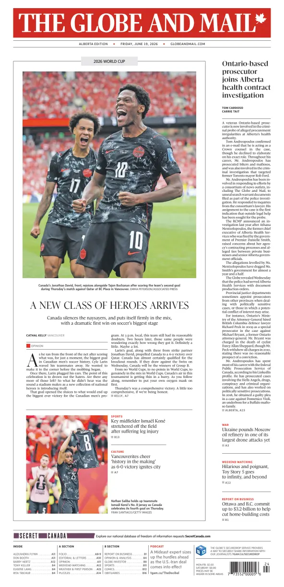 Cover of The Globe and Mail (Alberta Edition)