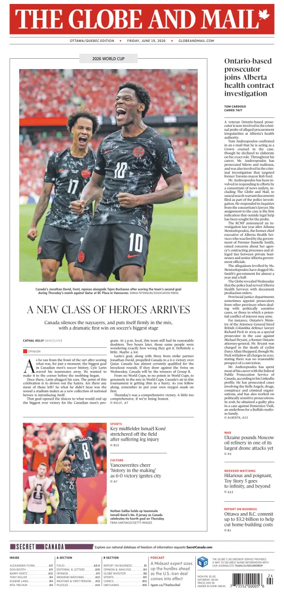 Cover of The Globe and Mail (Ottawa/Quebec Edition)