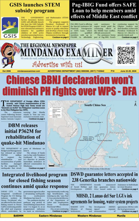 Cover of The Mindanao Examiner Regional Newspaper