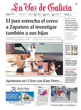 Cover of La Voz de Galicia (Santiago)