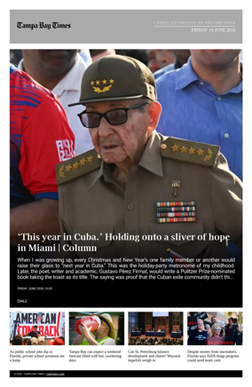 Cover of Tampa Bay Times TFP