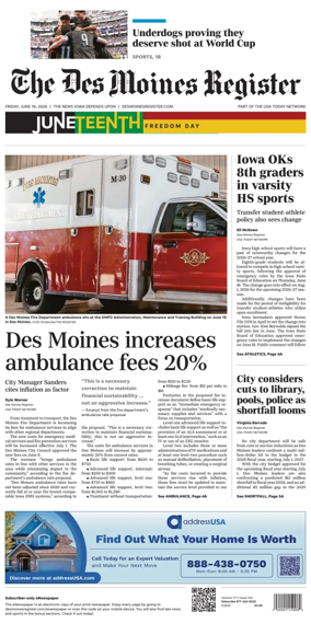 Cover of The Des Moines Register