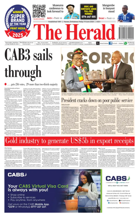 Cover of The Herald (Zimbabwe)