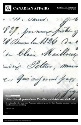 Cover of Canadian Affairs News Compiled Edition