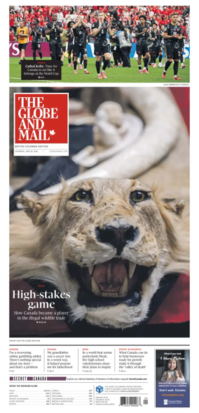Cover of The Globe and Mail (BC Edition)