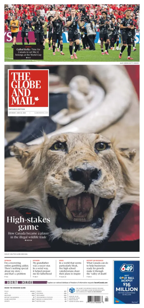 Cover of The Globe and Mail (Ontario Edition)