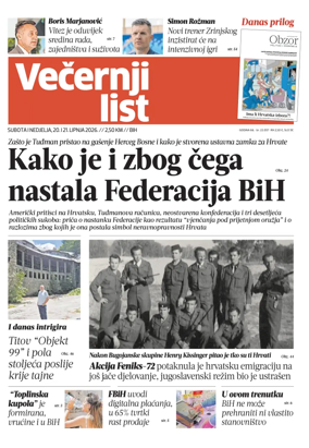 Cover of Vecernji list BiH