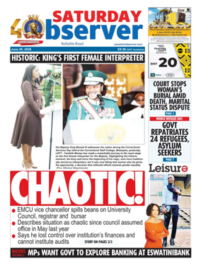 Cover of Saturday Observer (Eswatini)