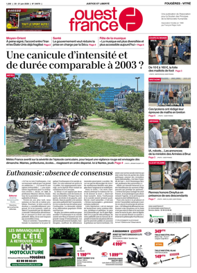 Cover of Ouest-France (Fougeres Vitre)