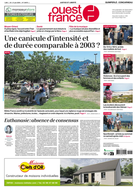 Cover of Ouest-France (Quimperle Concarneau)