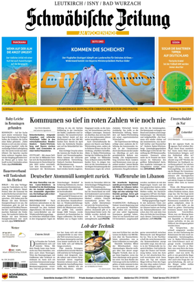 Cover of Schwabische Zeitung (Leutkirch / Isny / Bad Wurzach)